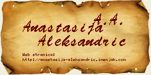 Anastasija Aleksandrić vizit kartica
